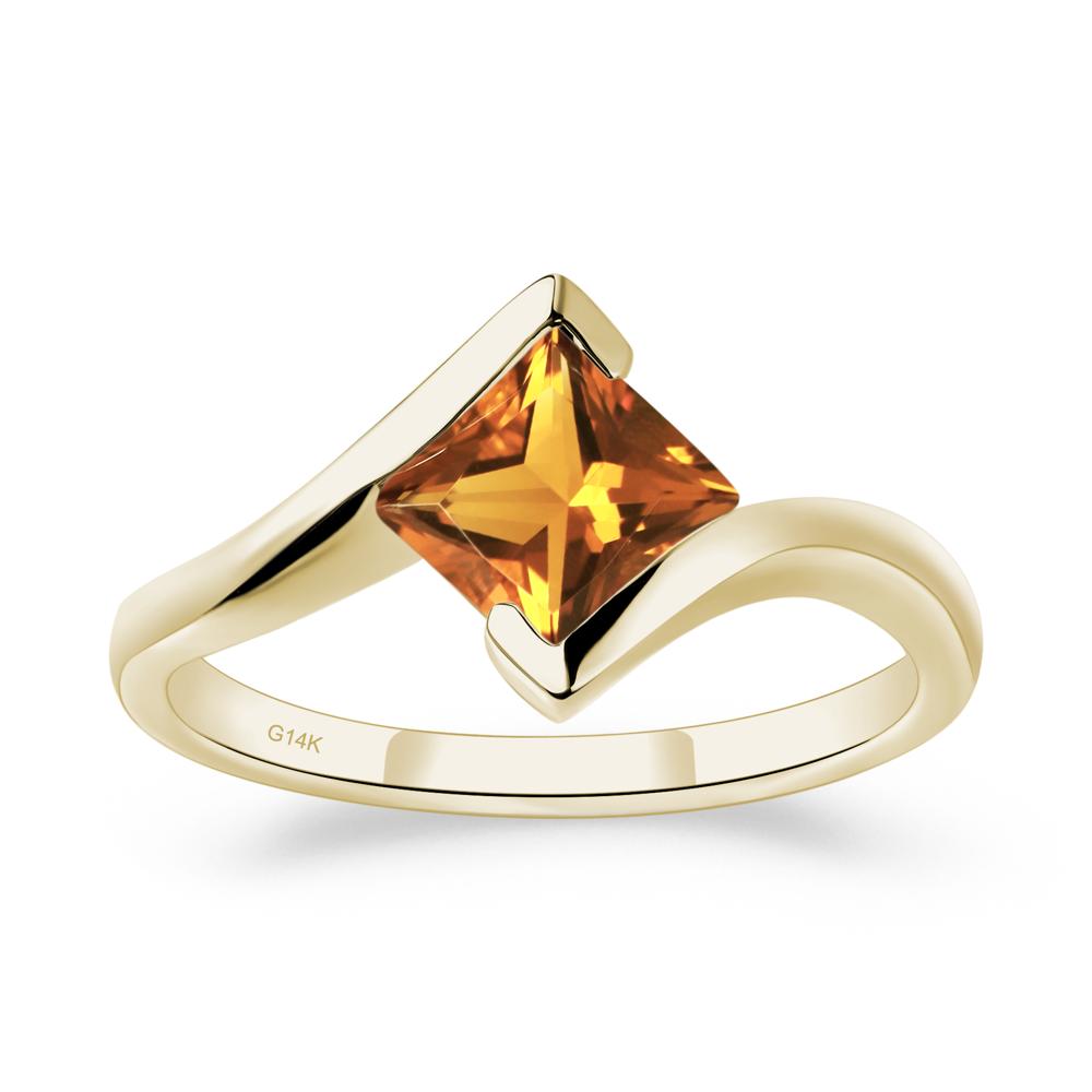 Princess Cut Citrine Bypass Ring - LUO Jewelry #metal_14k yellow gold