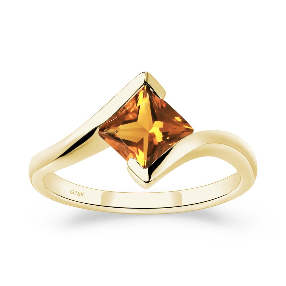 Princess Cut Citrine Bypass Ring - LUO Jewelry #metal_18k yellow gold