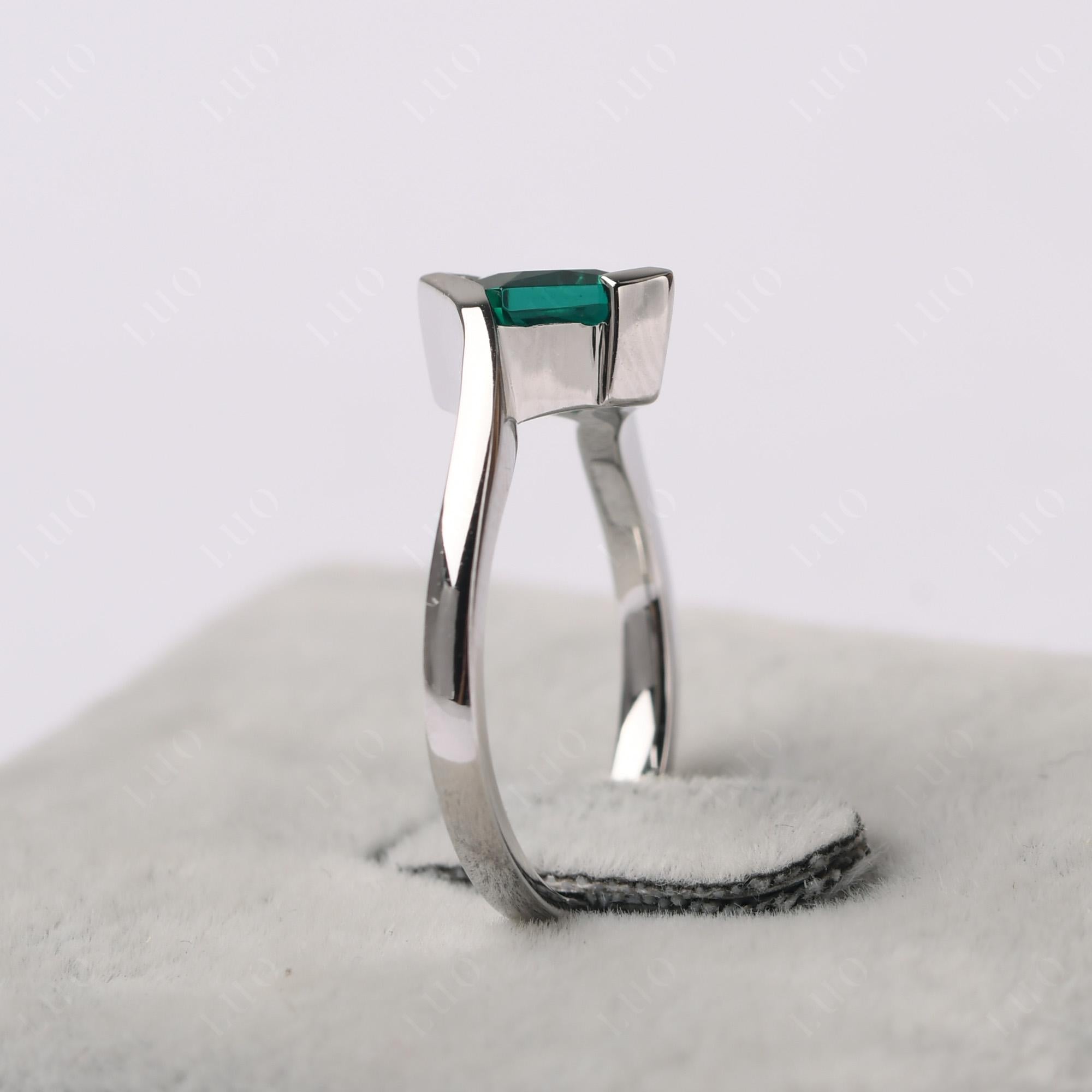 Emerald Tension Setting Ring - LUO Jewelry 