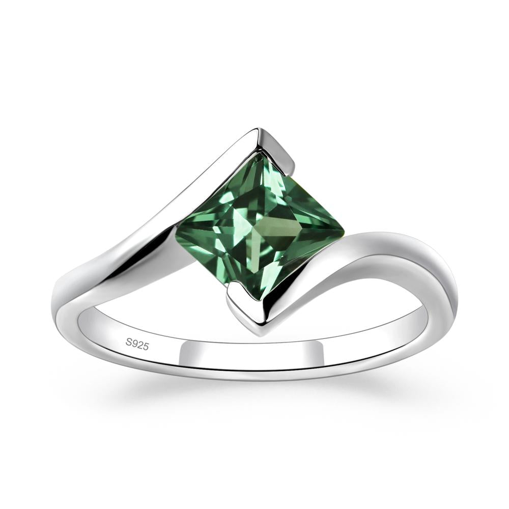 Princess Cut Green Sapphire Bypass Ring - LUO Jewelry #metal_sterling silver