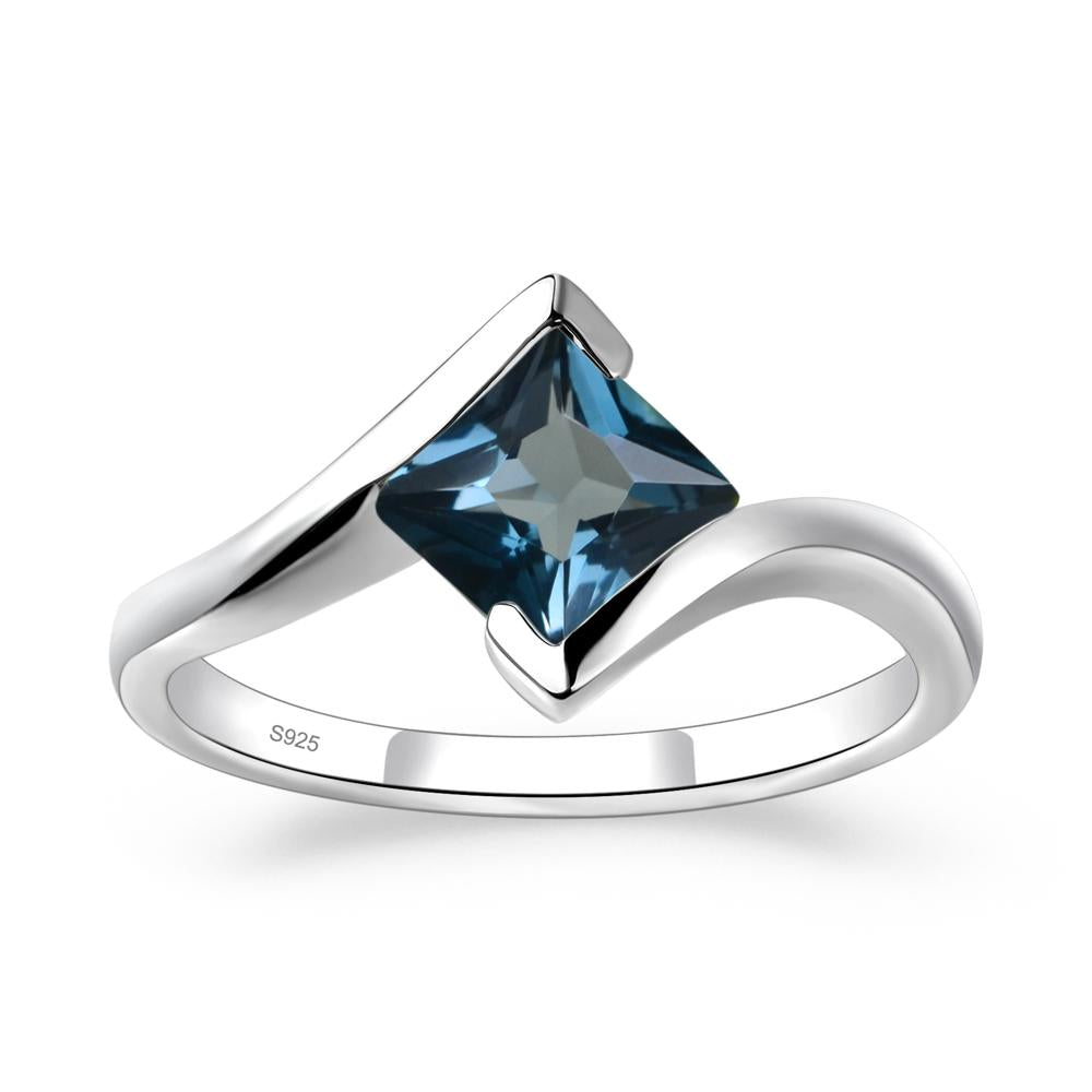 London Blue Topaz Tension Setting Ring - LUO Jewelry #metal_sterling silver