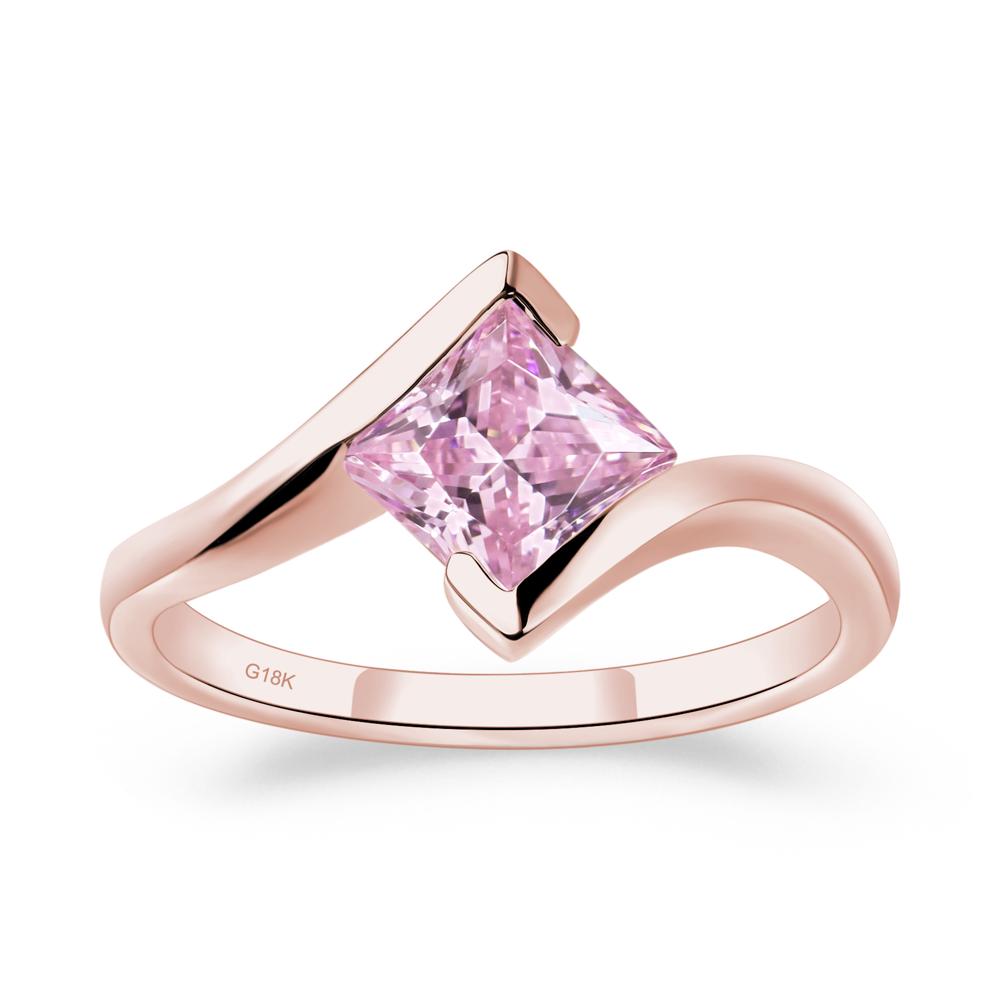 Pink Cubic Zirconia Tension Engagement Ring - LUO Jewelry #metal_18k rose gold