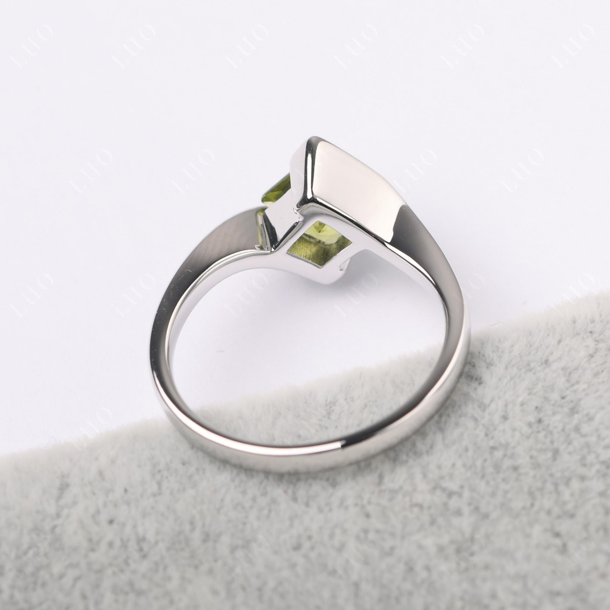 Princess Cut Peridot Bypass Ring - LUO Jewelry 