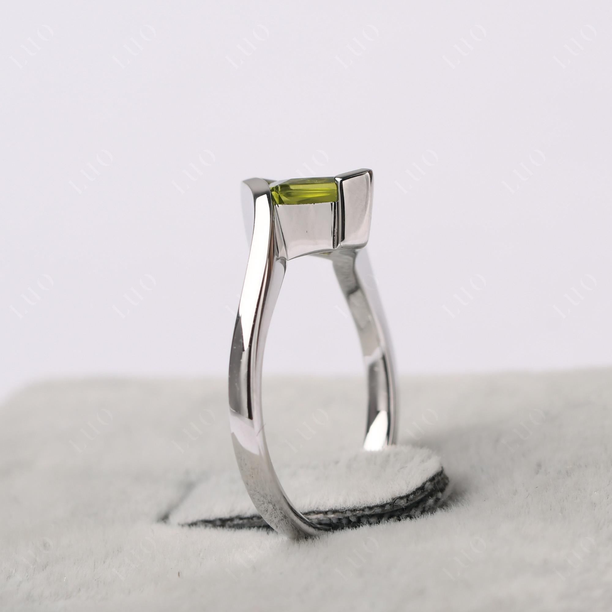 Princess Cut Peridot Bypass Ring - LUO Jewelry 