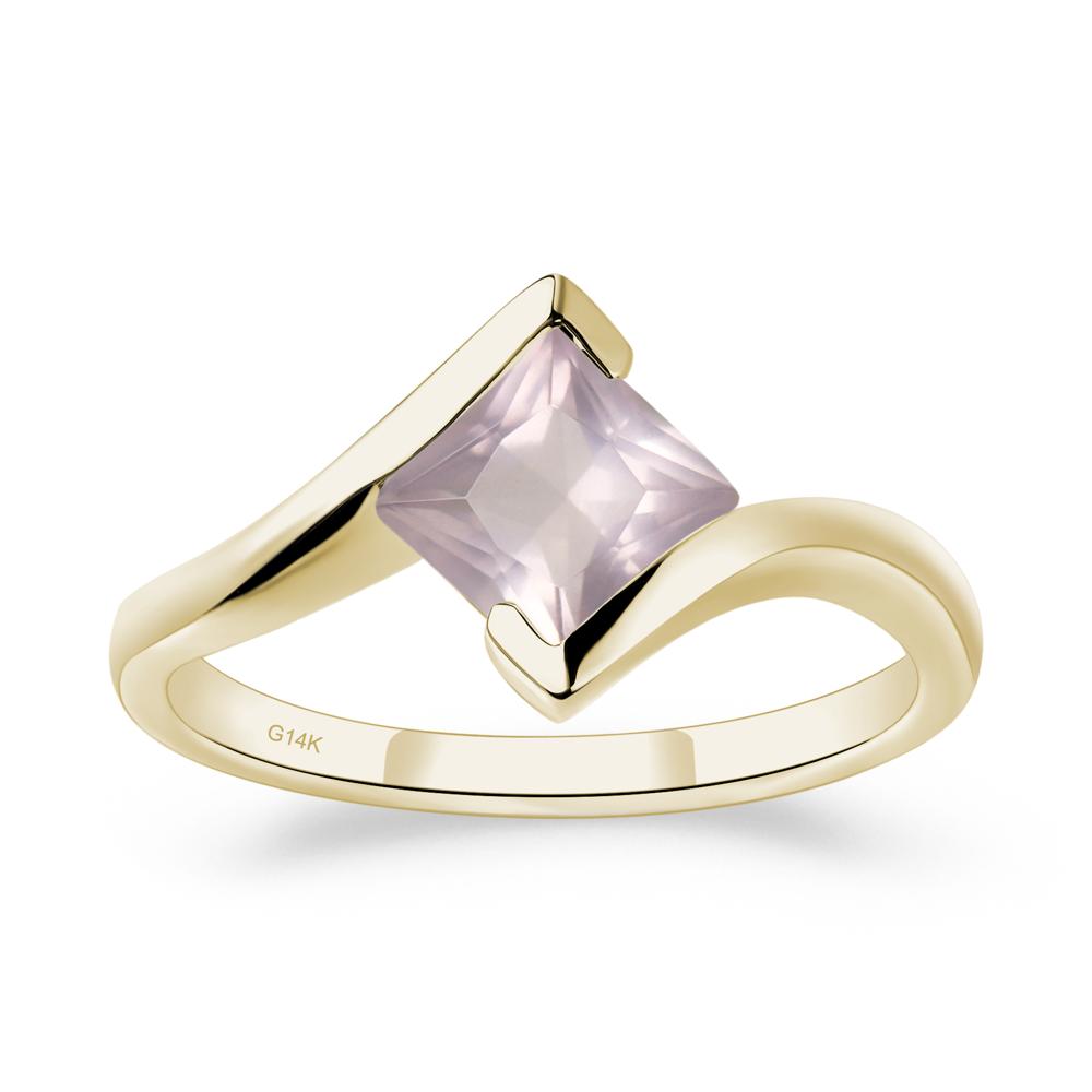 Rose Quartz Tension Setting Ring - LUO Jewelry #metal_14k yellow gold