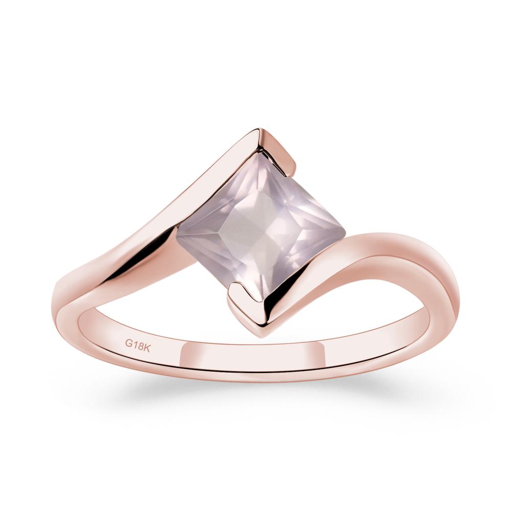 Rose Quartz Tension Setting Ring - LUO Jewelry #metal_18k rose gold