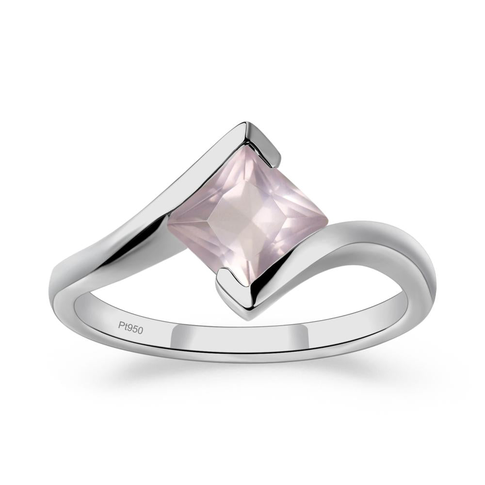 Rose Quartz Tension Setting Ring - LUO Jewelry #metal_platinum