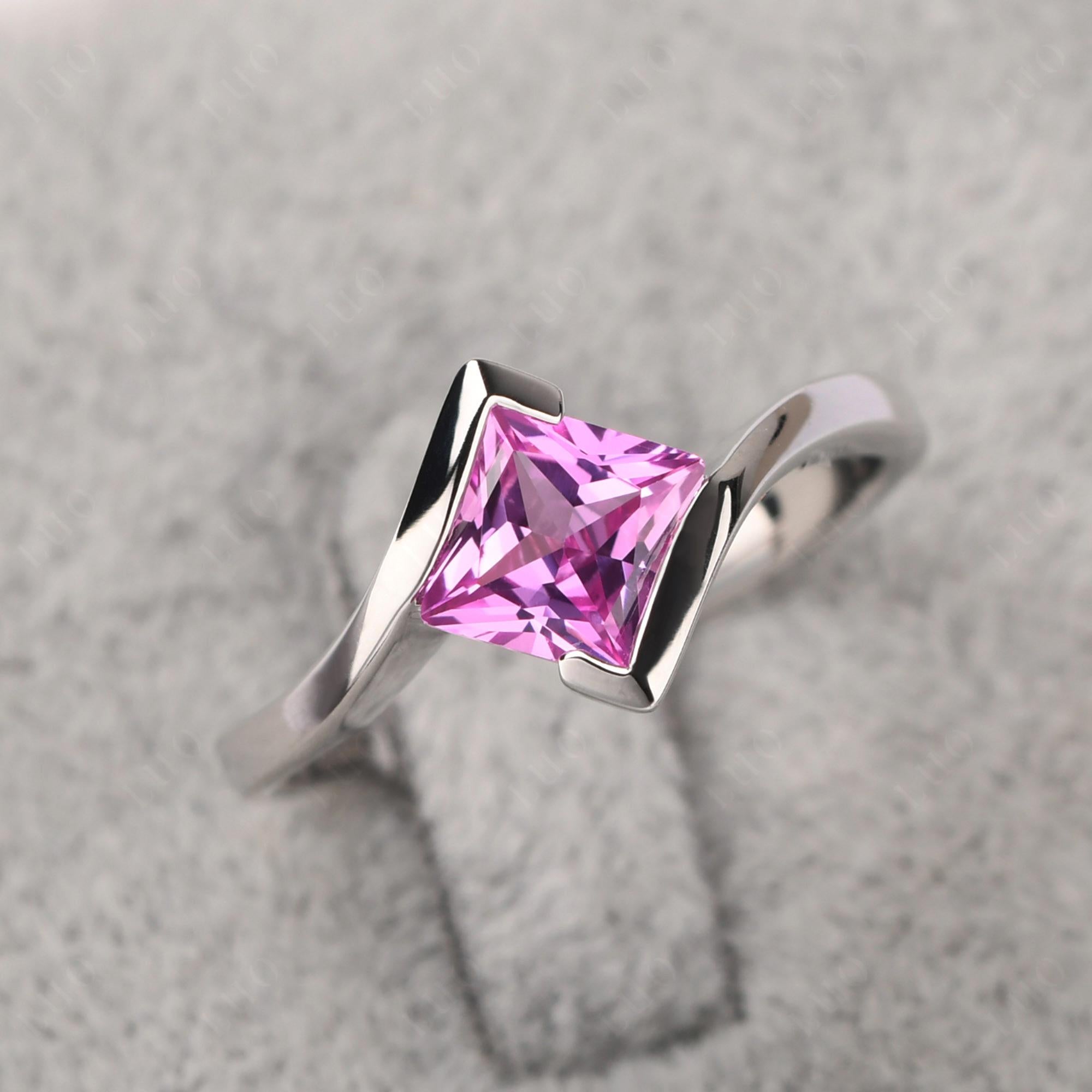 Pink Sapphire Tension Engagement Ring - LUO Jewelry 