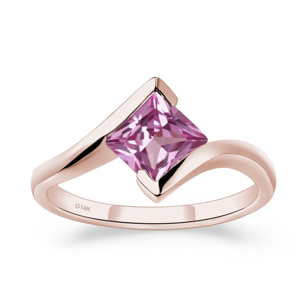 Pink Sapphire Tension Engagement Ring - LUO Jewelry #metal_14k rose gold