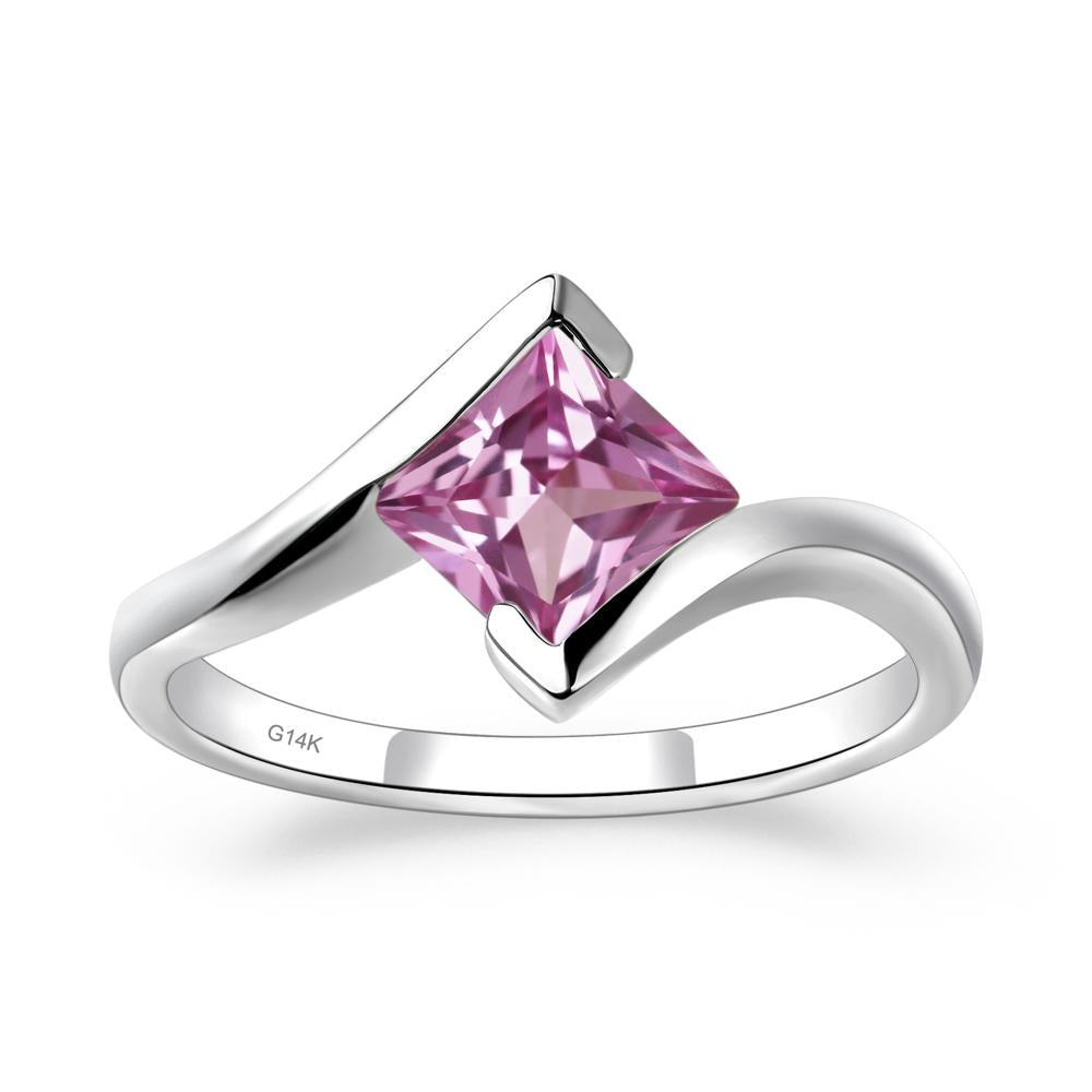 Pink Sapphire Tension Engagement Ring - LUO Jewelry #metal_14k white gold