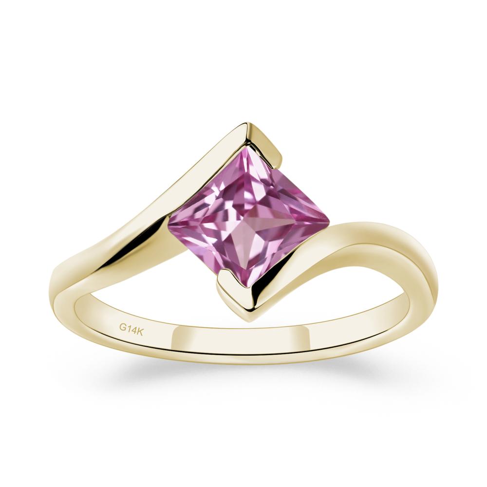 Pink Sapphire Tension Engagement Ring - LUO Jewelry #metal_14k yellow gold