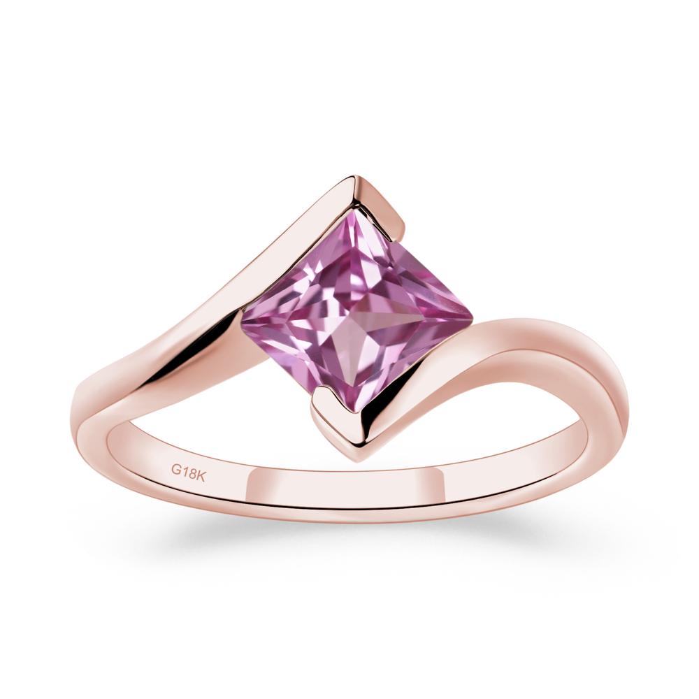 Pink Sapphire Tension Engagement Ring - LUO Jewelry #metal_18k rose gold