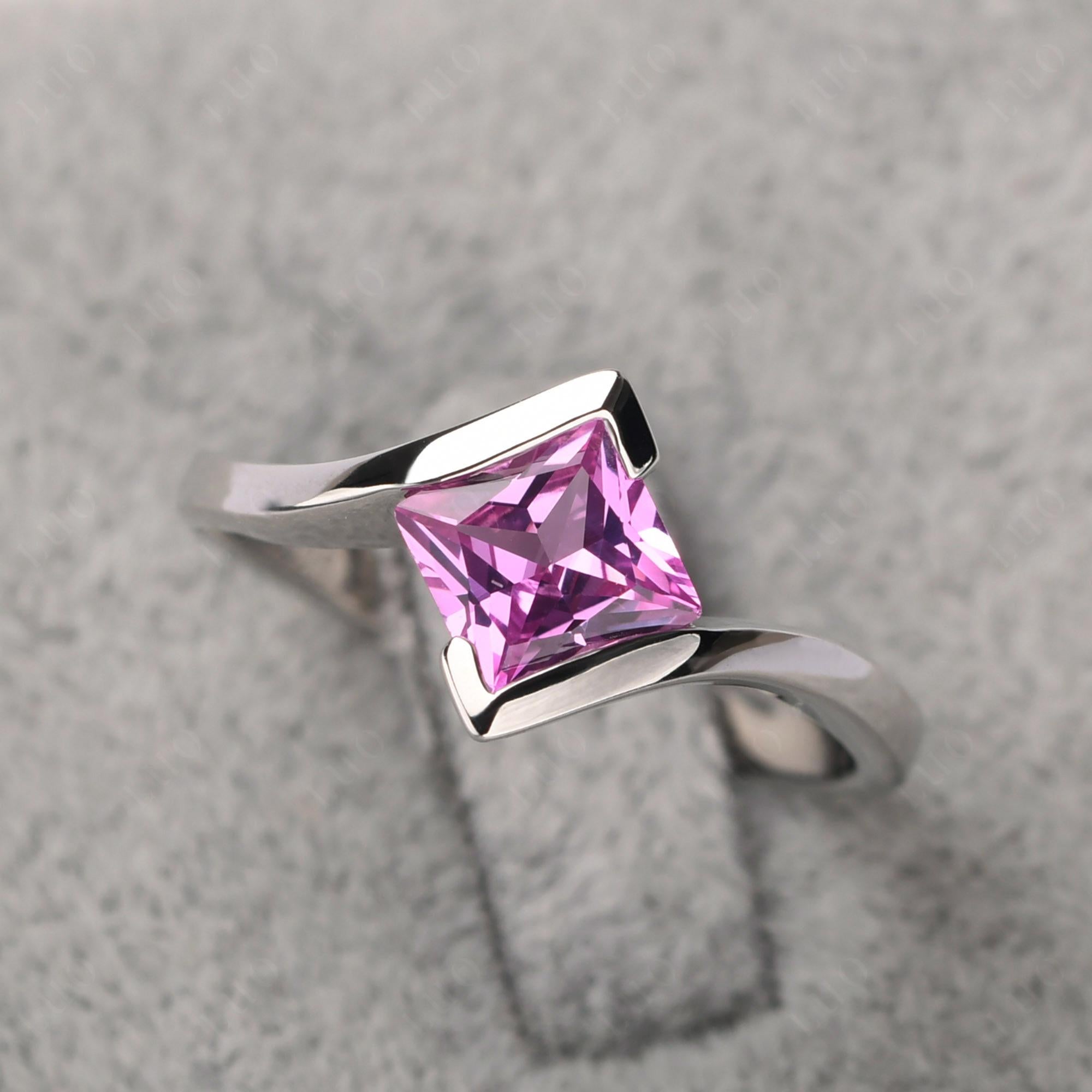 Pink Sapphire Tension Engagement Ring - LUO Jewelry 