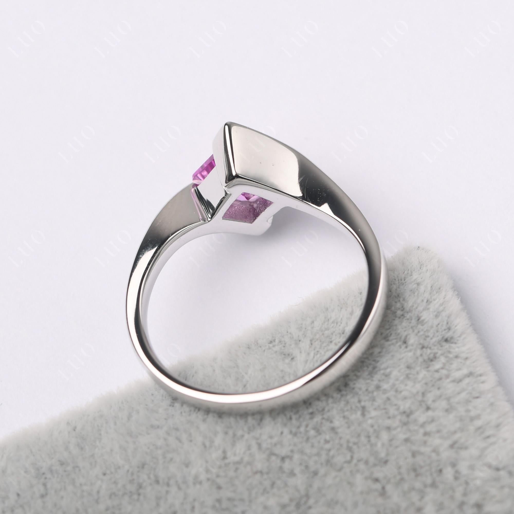 Pink Sapphire Tension Engagement Ring - LUO Jewelry 