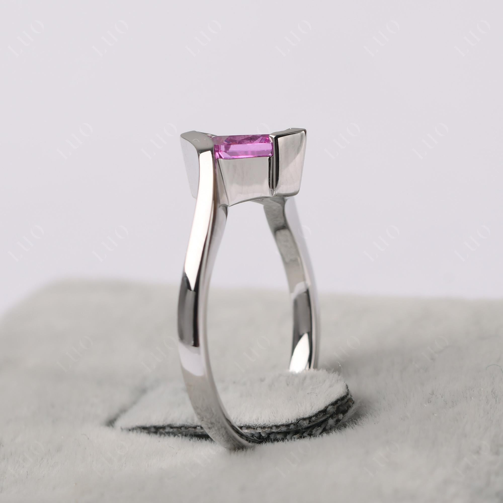 Pink Sapphire Tension Engagement Ring - LUO Jewelry 