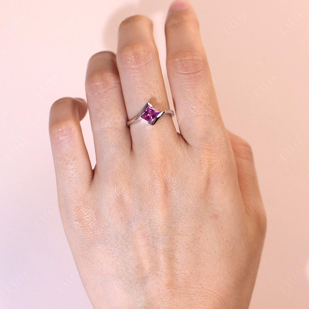 Pink Sapphire Tension Engagement Ring - LUO Jewelry 