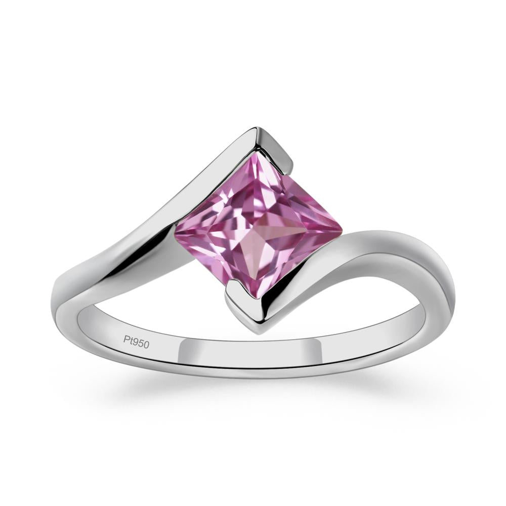 Pink Sapphire Tension Engagement Ring - LUO Jewelry #metal_platinum