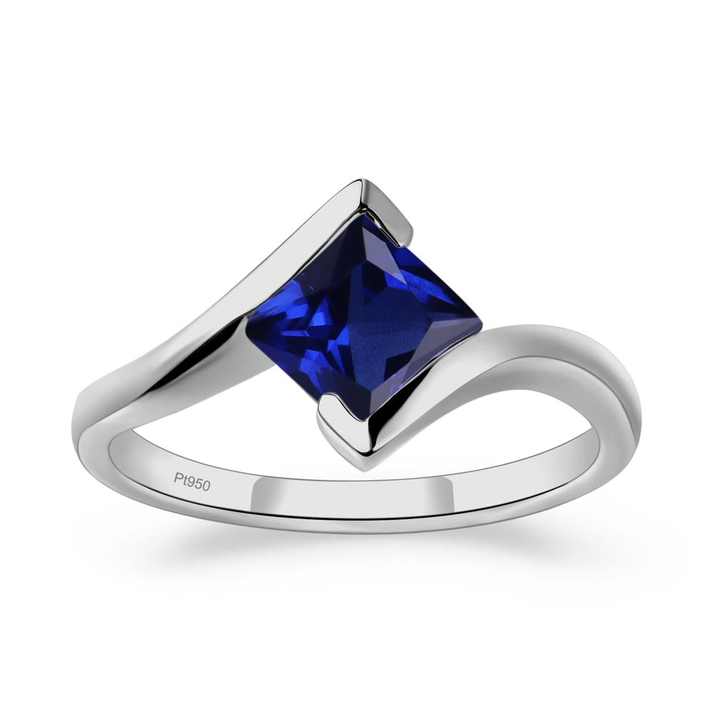 Blue Sapphire Ring Marquise good Cut Solitaire Ring Minimalist Style RingBypass Band Ring