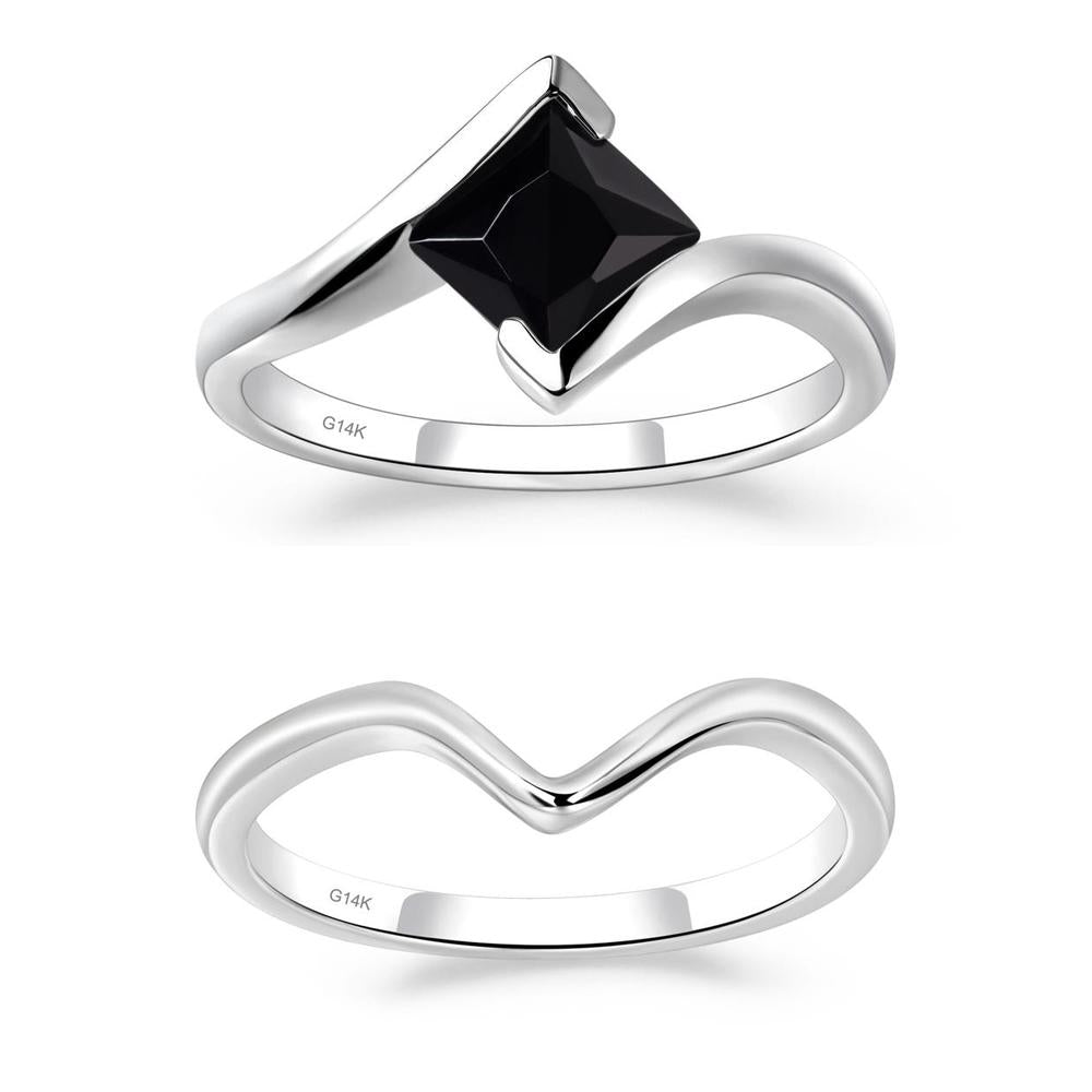 Black Spinel Tension Engagement Ring - LUO Jewelry #metal_xxxxx