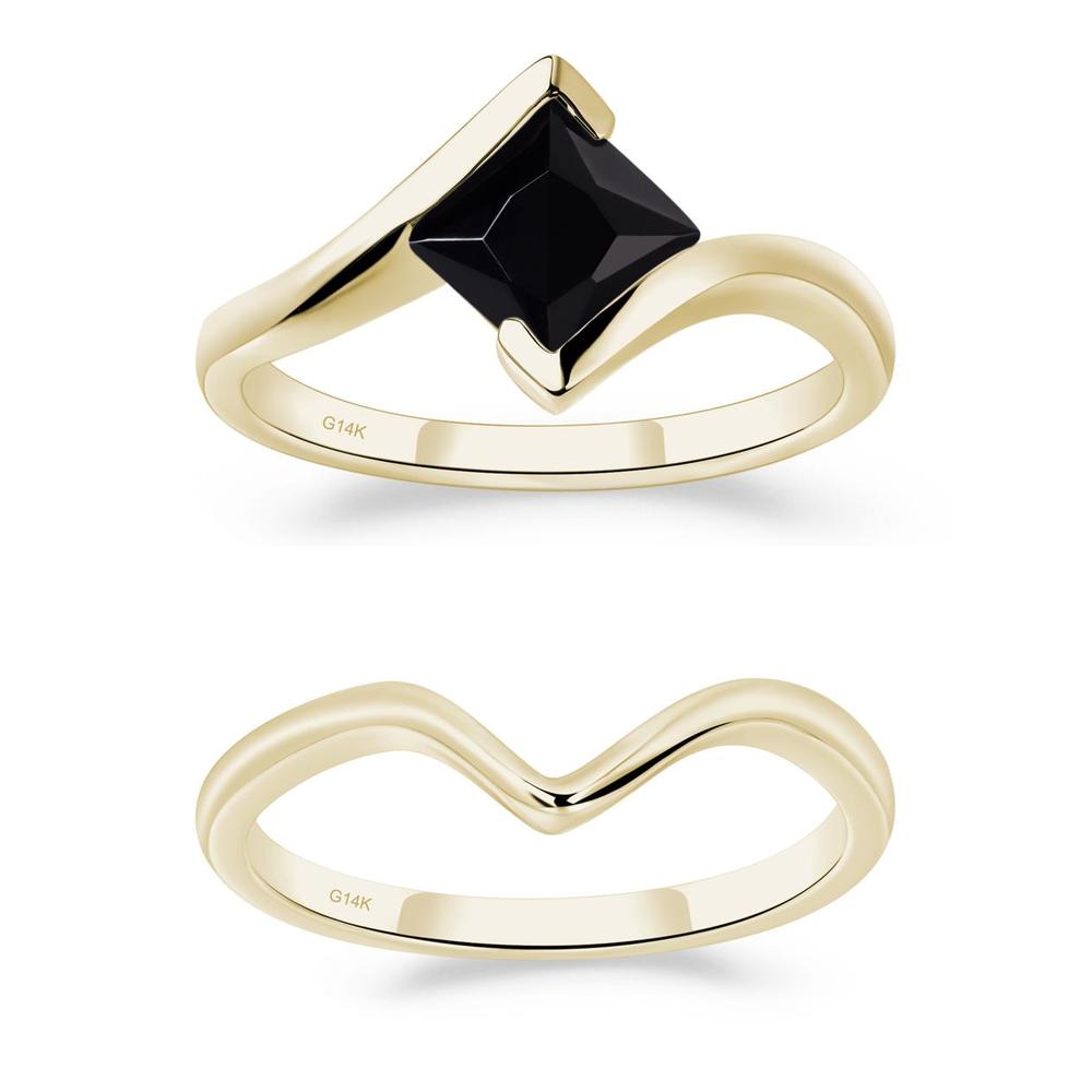 Black Spinel Tension Engagement Ring - LUO Jewelry #metal_xxxxx