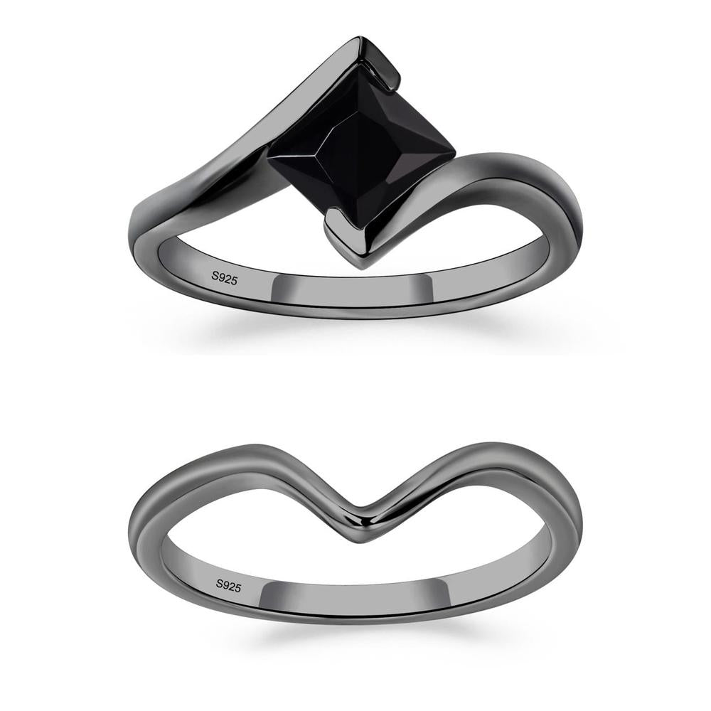 Black Spinel Tension Engagement Ring - LUO Jewelry #metal_xxxxx