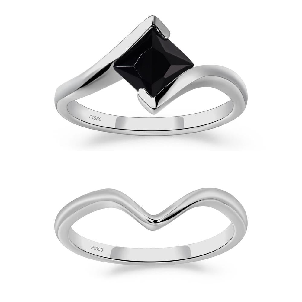 Black Spinel Tension Engagement Ring - LUO Jewelry #metal_xxxxx