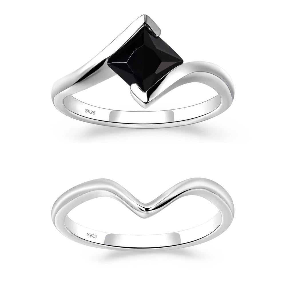 Black Spinel Tension Engagement Ring - LUO Jewelry #metal_xxxxx