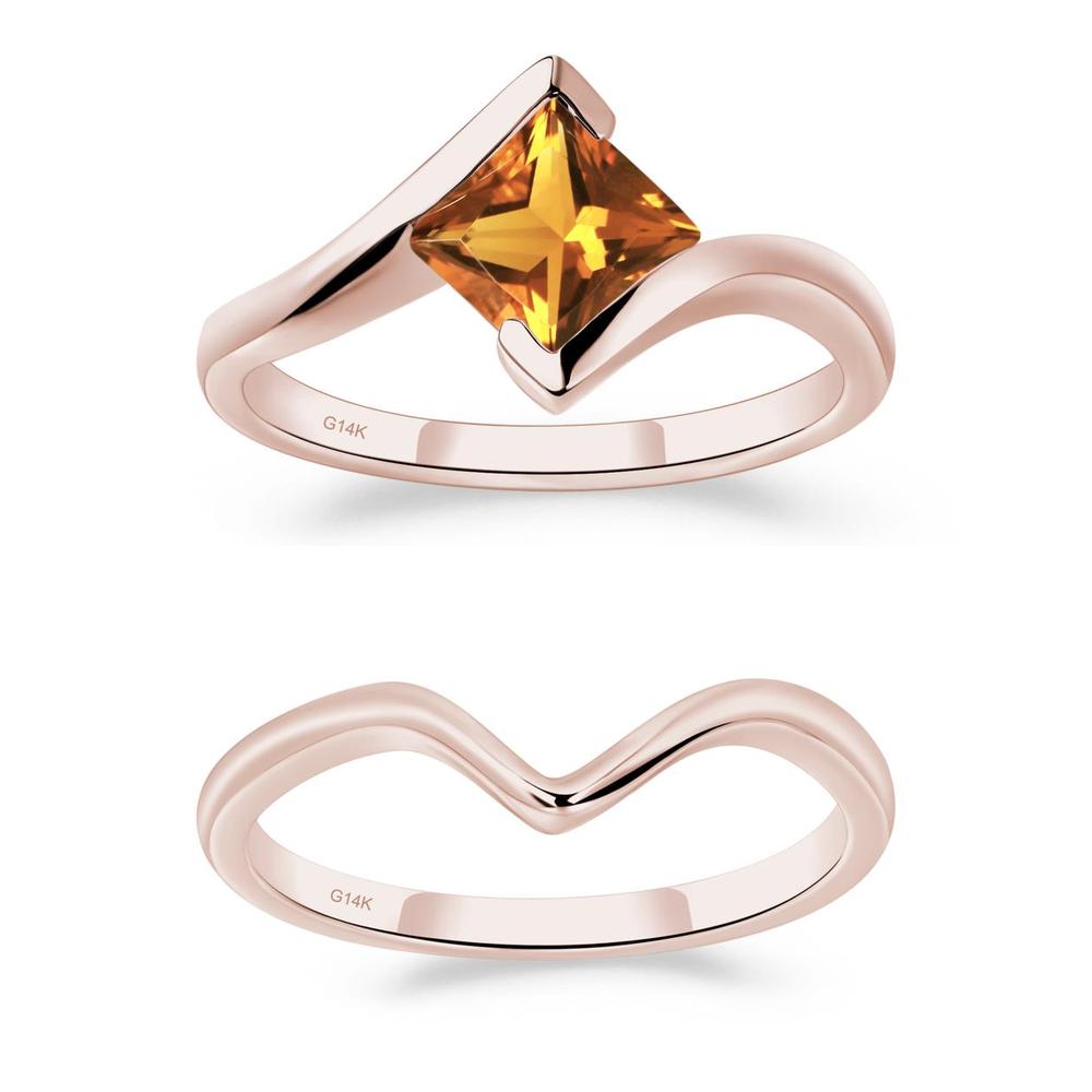 Princess Cut Citrine Bypass Ring - LUO Jewelry #metal_xxxxx