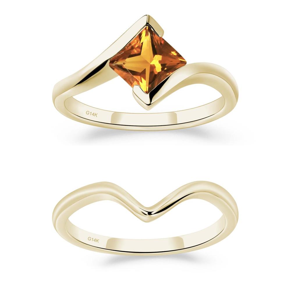 Princess Cut Citrine Bypass Ring - LUO Jewelry #metal_xxxxx