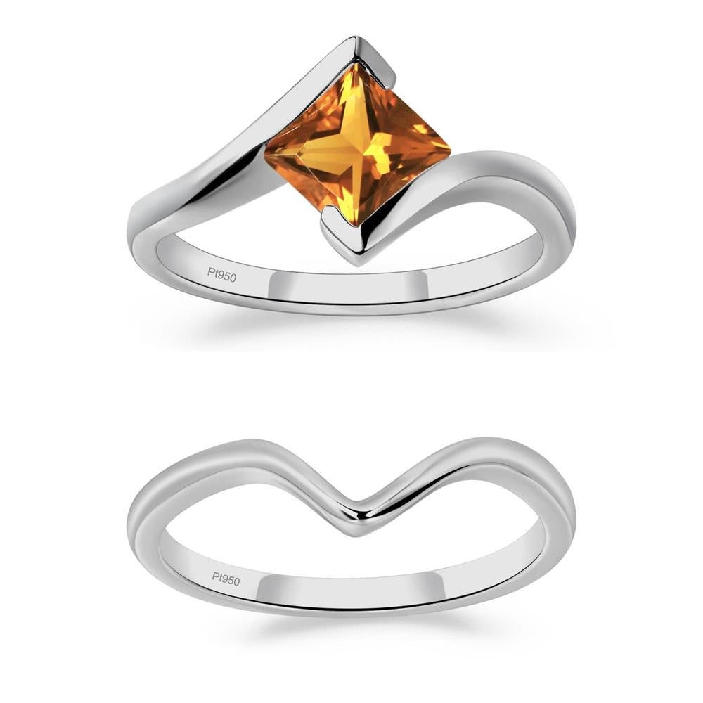 Princess Cut Citrine Bypass Ring - LUO Jewelry #metal_xxxxx