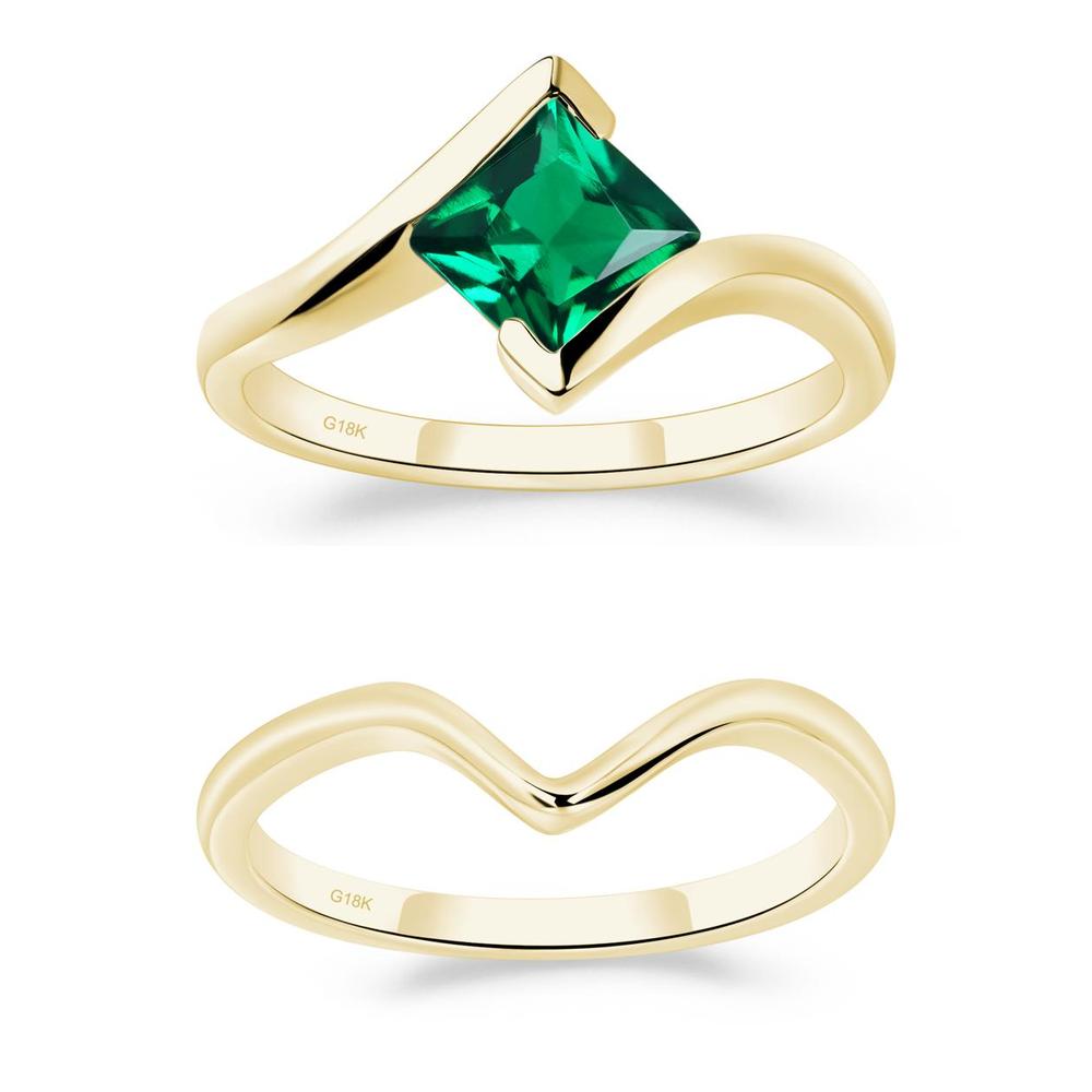 Emerald Tension Setting Ring - LUO Jewelry #metal_xxxxx