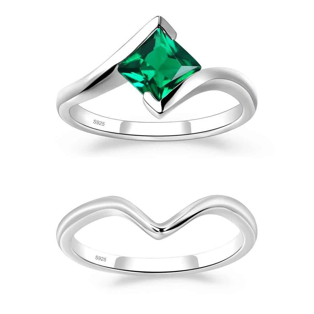 Emerald Tension Setting Ring - LUO Jewelry #metal_xxxxx