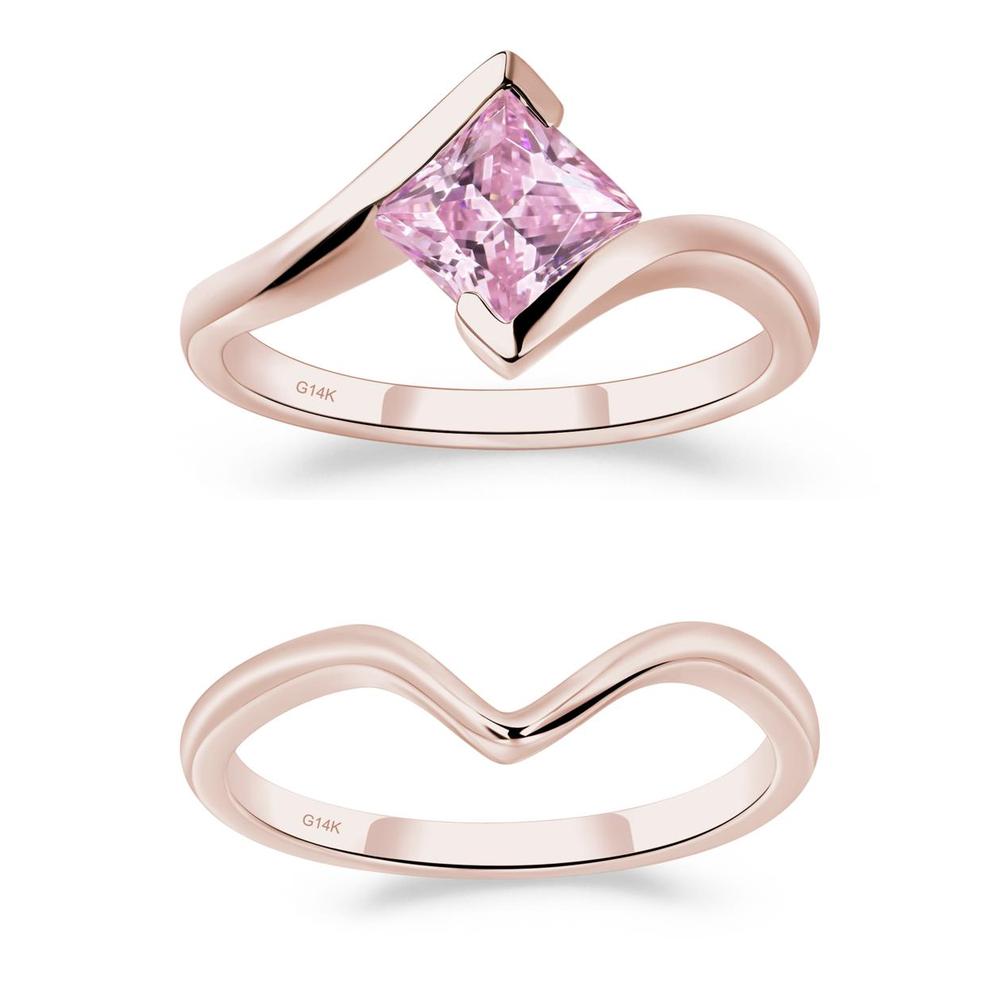 Pink Cubic Zirconia Tension Engagement Ring - LUO Jewelry #metal_xxxxx