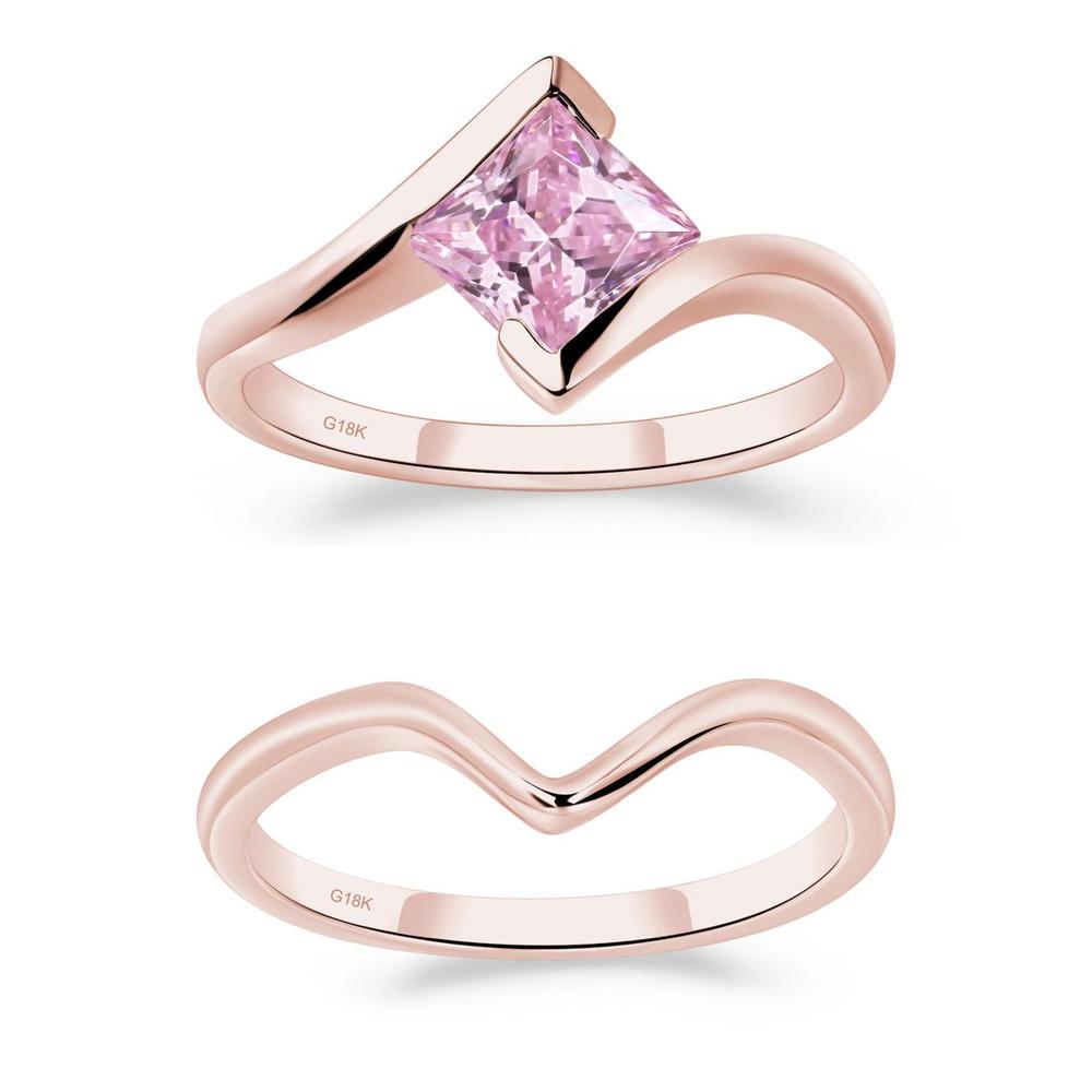 Pink Cubic Zirconia Tension Engagement Ring - LUO Jewelry #metal_xxxxx