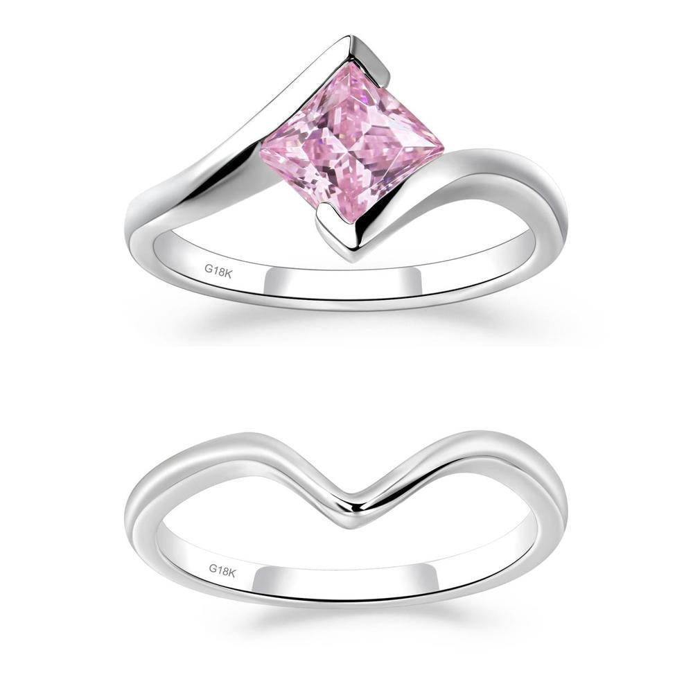 Pink Cubic Zirconia Tension Engagement Ring - LUO Jewelry #metal_xxxxx