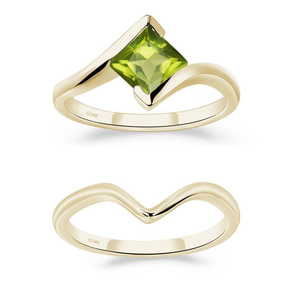 Princess Cut Peridot Bypass Ring - LUO Jewelry #metal_xxxxx