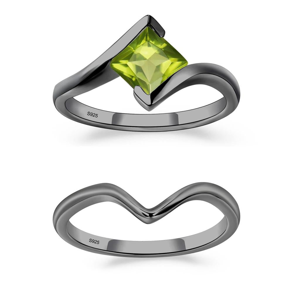 Princess Cut Peridot Bypass Ring - LUO Jewelry #metal_xxxxx