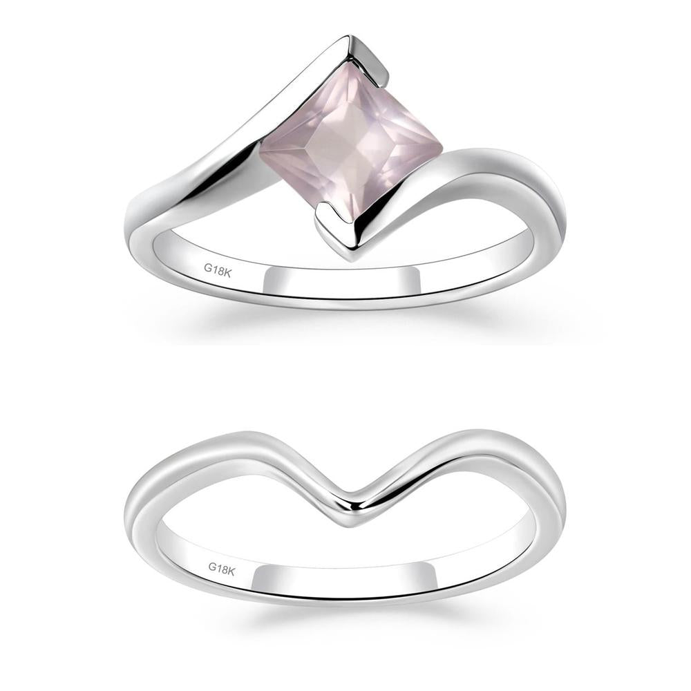 Rose Quartz Tension Setting Ring - LUO Jewelry #metal_xxxxx