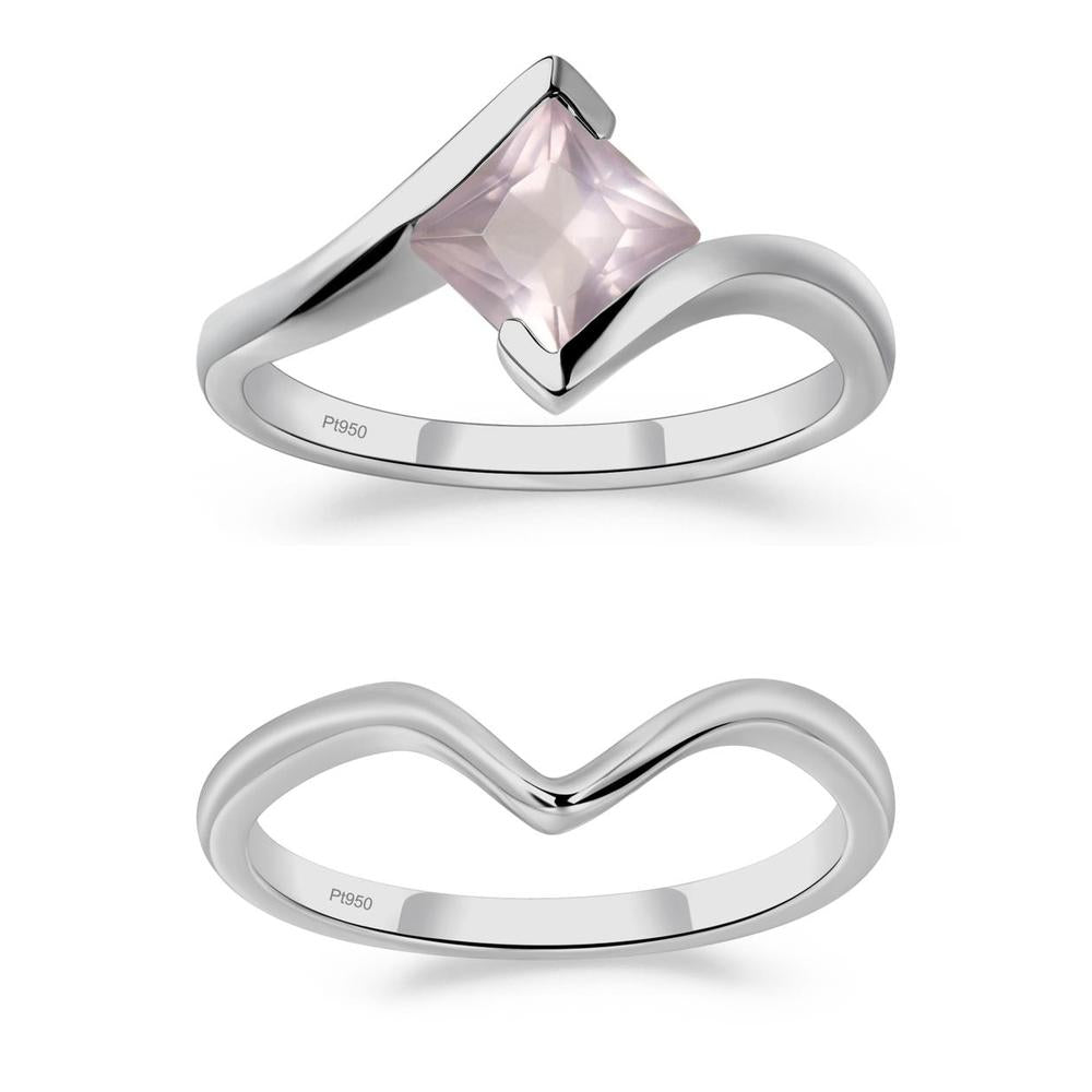 Rose Quartz Tension Setting Ring - LUO Jewelry #metal_xxxxx