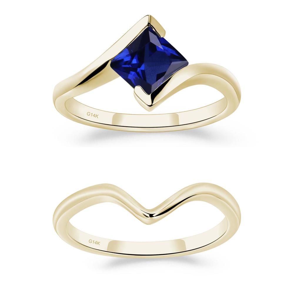 Princess Cut Sapphire Bypass Ring - LUO Jewelry #metal_xxxxx