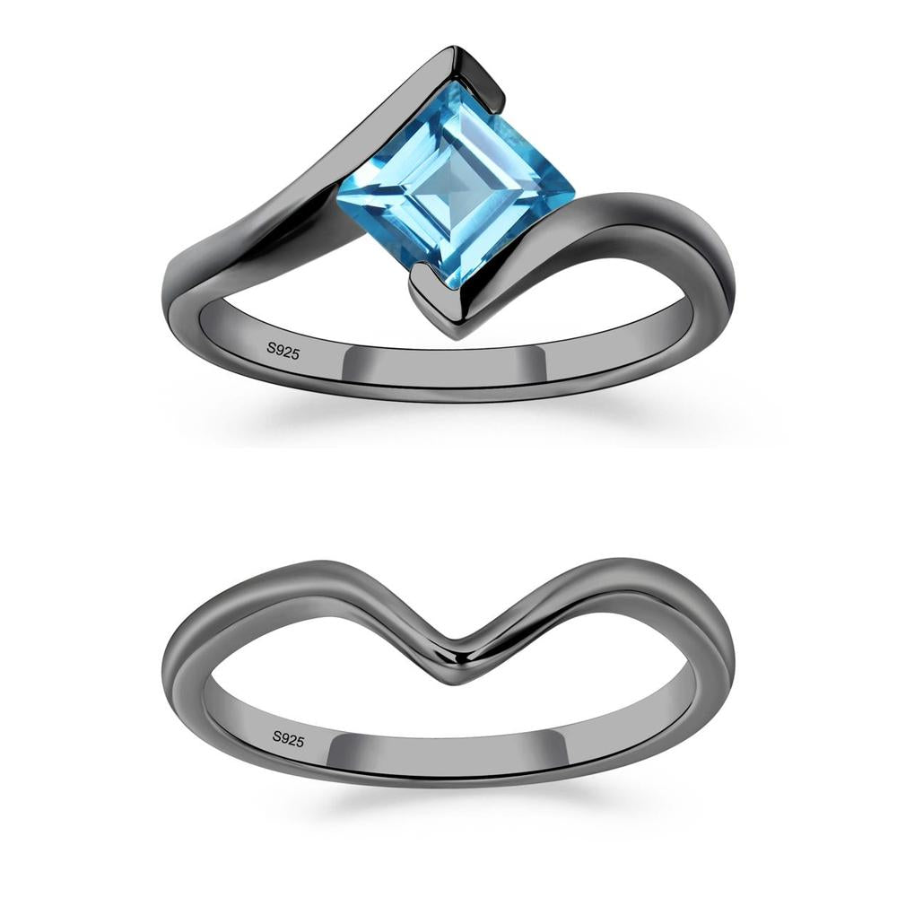 Swiss Blue Topaz Tension Setting Ring - LUO Jewelry #metal_xxxxx