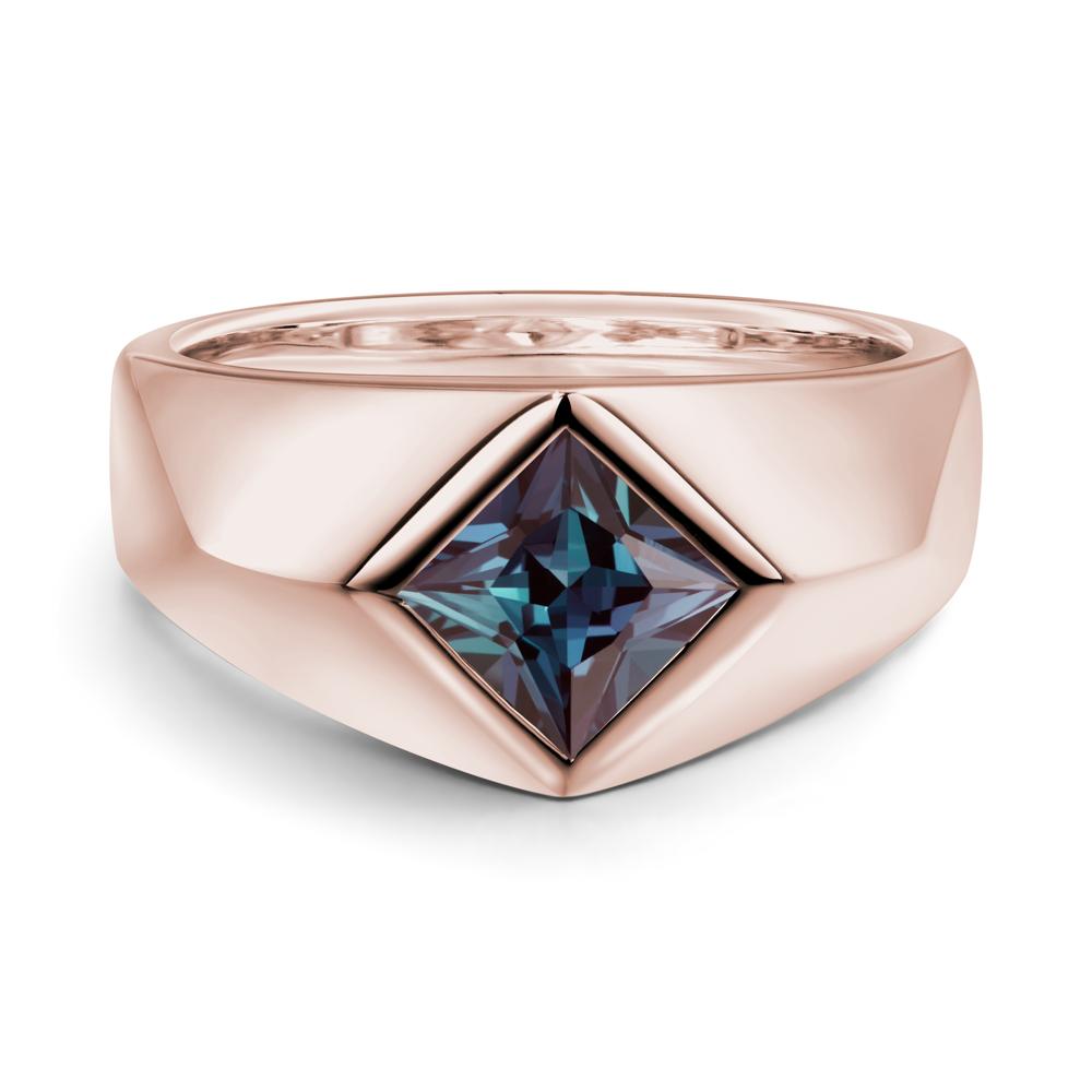 Men's Alexandrite Kite Set Ring - LUO Jewelry #metal_14k rose gold