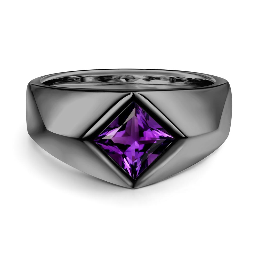 Men's Amethyst Kite Set Ring - LUO Jewelry #metal_black finish sterling silver