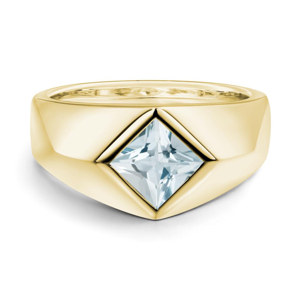 Men's Aquamarine Kite Set Ring - LUO Jewelry #metal_18k yellow gold