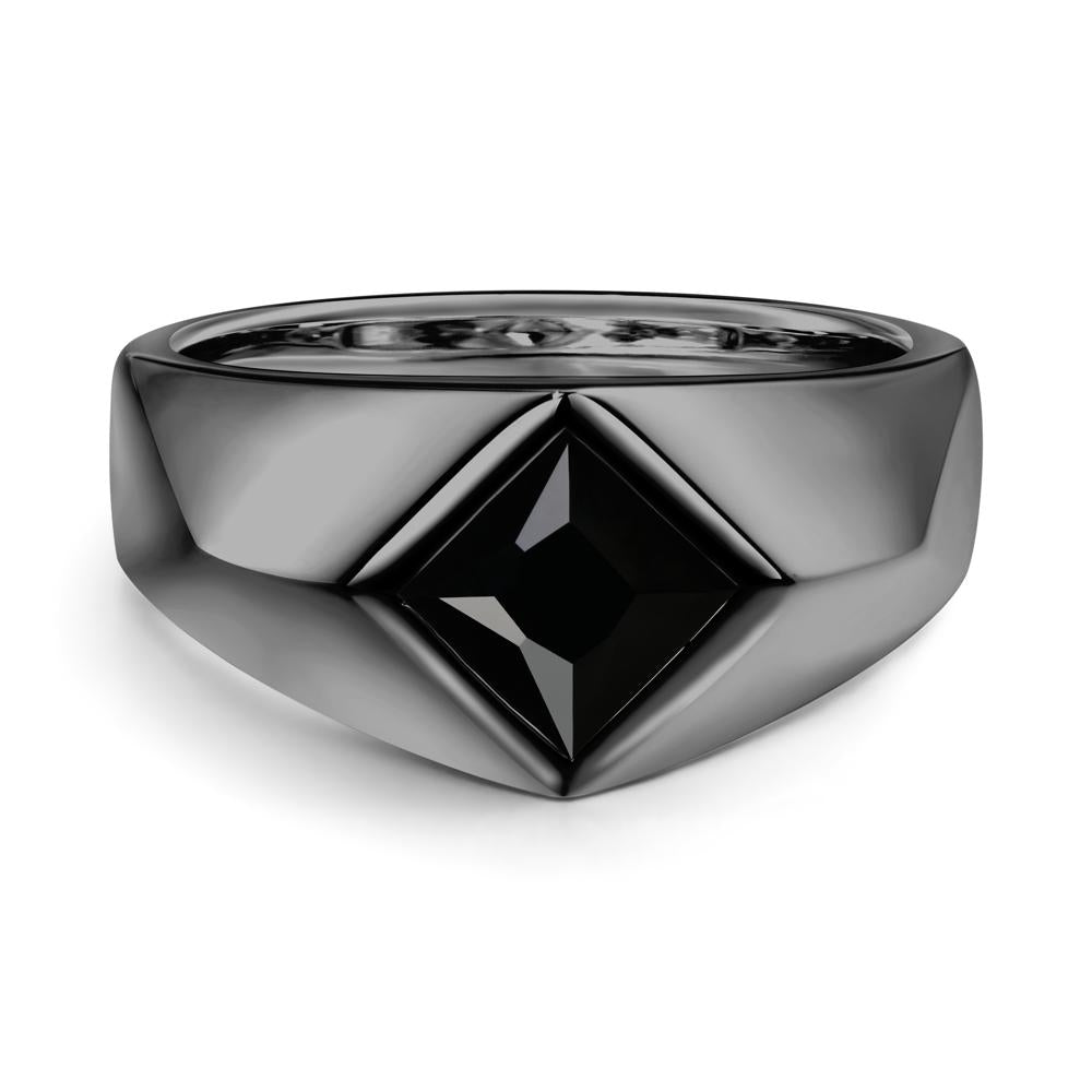 Men's Black Spinel Kite Set Ring - LUO Jewelry #metal_black finish sterling silver