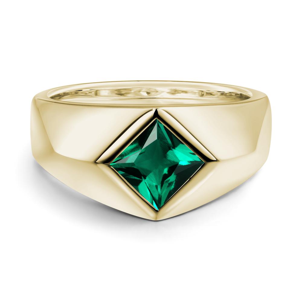 Men's Emerald Kite Set Ring - LUO Jewelry #metal_14k yellow gold