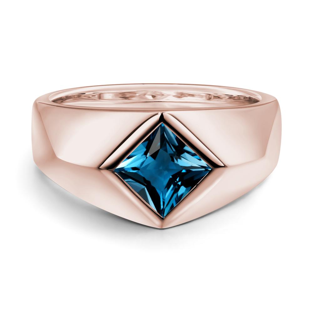 Men's London Blue Topaz Kite Set Ring - LUO Jewelry #metal_14k rose gold