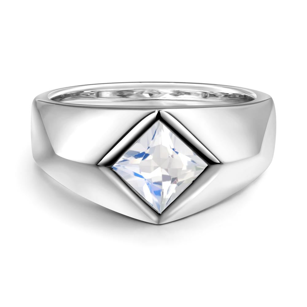 Men's Moonstone Kite Set Ring - LUO Jewelry #metal_14k white gold