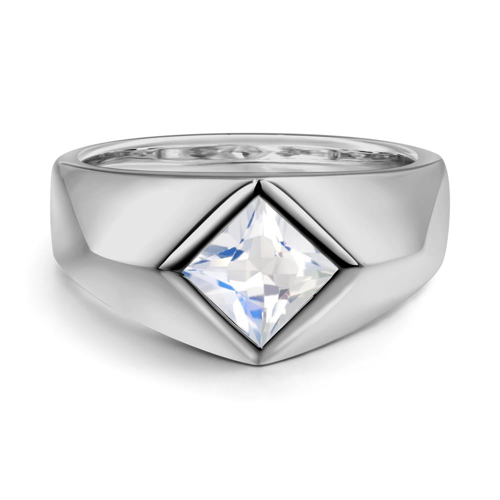 Men's Moonstone Kite Set Ring - LUO Jewelry #metal_platinum