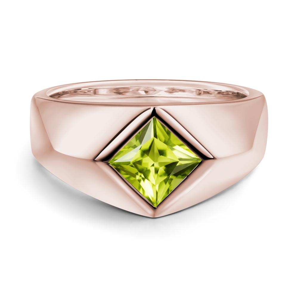 Men's Peridot Kite Set Ring - LUO Jewelry #metal_14k rose gold